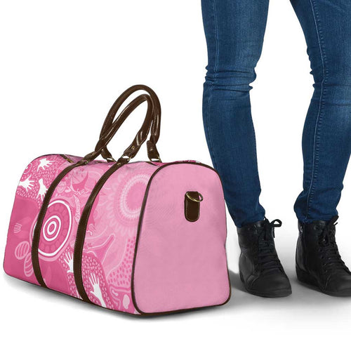 Australia Breast Cancer Awareness Travel Bag Pink Ribbon Manta Ray Aboriginal Art - Aussie Hoodie