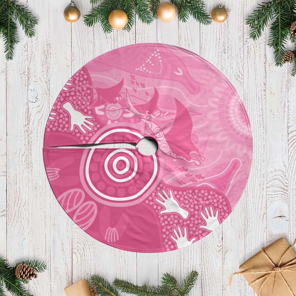 Australia Breast Cancer Awareness Tree Skirt Pink Ribbon Manta Ray Aboriginal Art - Aussie Hoodie