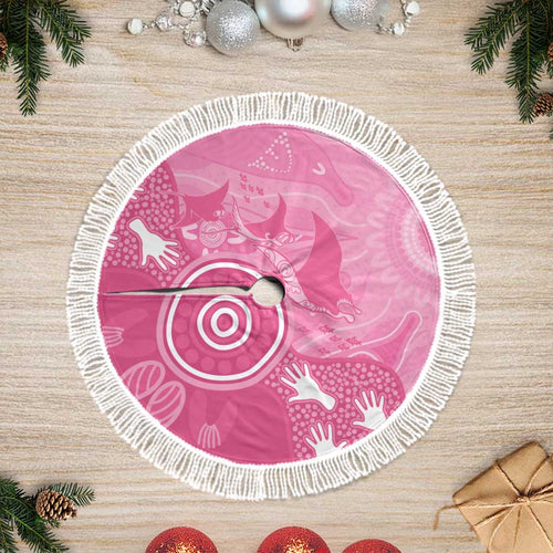 Australia Breast Cancer Awareness Tree Skirt Pink Ribbon Manta Ray Aboriginal Art - Aussie Hoodie