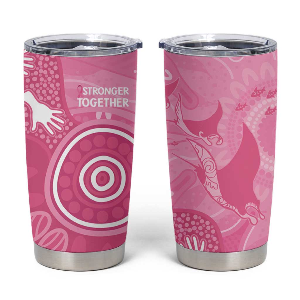 Australia Breast Cancer Awareness Tumbler Cup Pink Ribbon Manta Ray Aboriginal Art - Aussie Hoodie