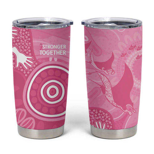 Australia Breast Cancer Awareness Tumbler Cup Pink Ribbon Manta Ray Aboriginal Art - Aussie Hoodie