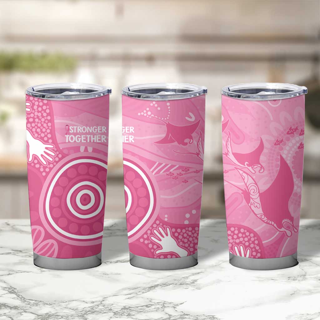Australia Breast Cancer Awareness Tumbler Cup Pink Ribbon Manta Ray Aboriginal Art - Aussie Hoodie