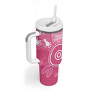 Australia Breast Cancer Awareness Tumbler With Handle Pink Ribbon Manta Ray Aboriginal Art - Aussie Hoodie