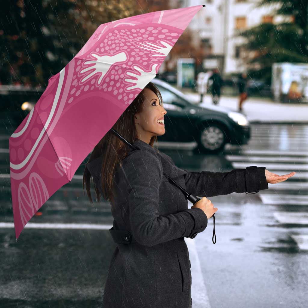 Australia Breast Cancer Awareness Umbrella Pink Ribbon Manta Ray Aboriginal Art - Aussie Hoodie