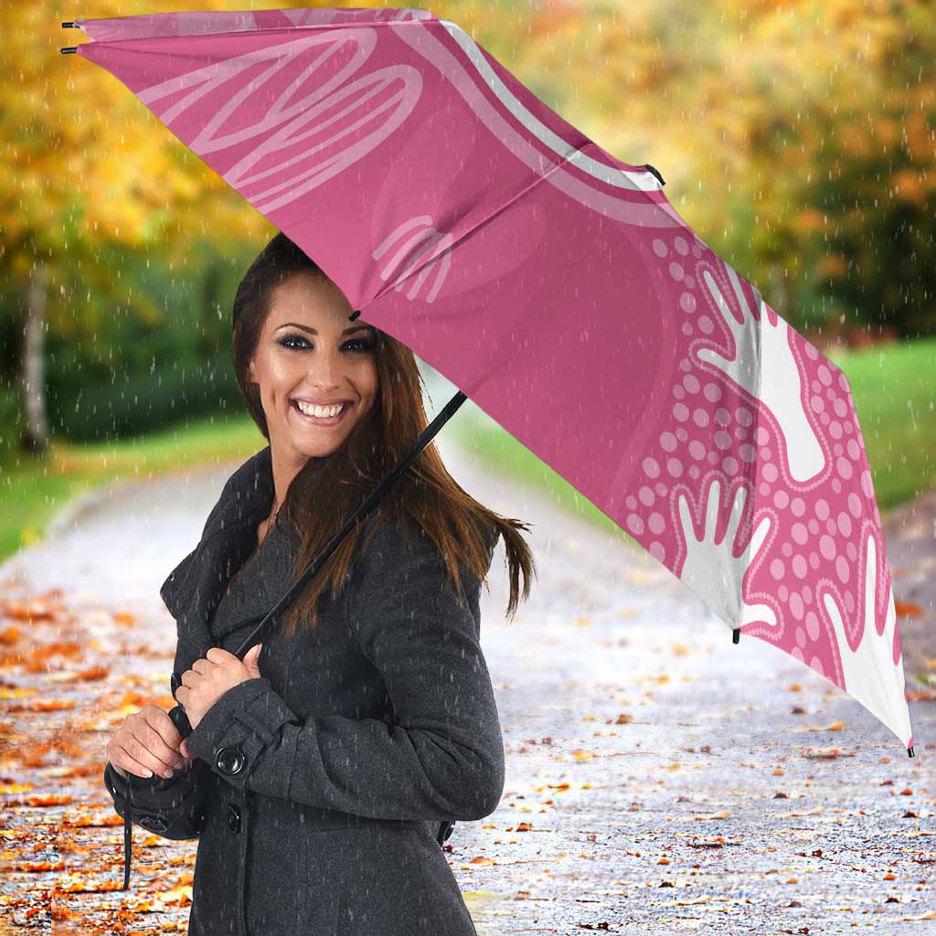 Australia Breast Cancer Awareness Umbrella Pink Ribbon Manta Ray Aboriginal Art - Aussie Hoodie