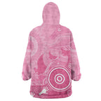 Australia Breast Cancer Awareness Wearable Blanket Hoodie Pink Ribbon Manta Ray Aboriginal Art - Aussie Hoodie