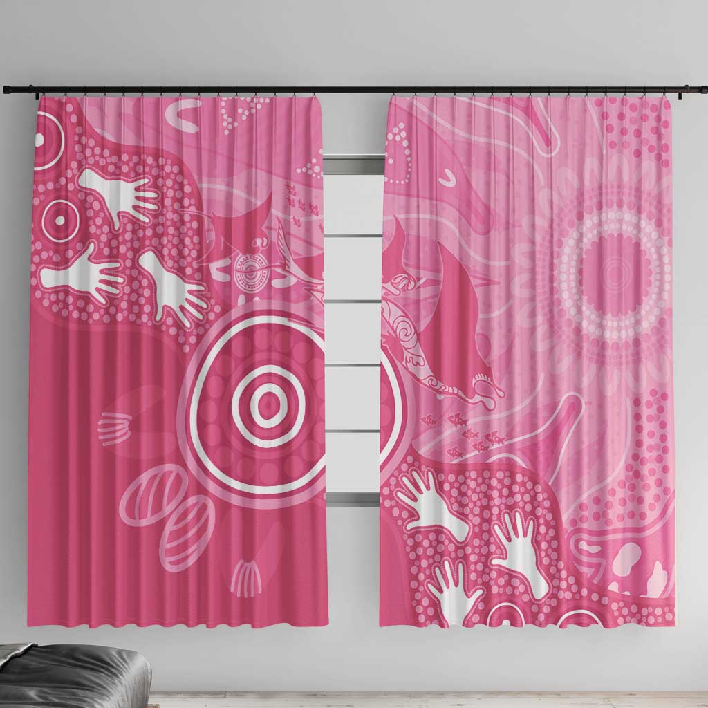 Australia Breast Cancer Awareness Window Curtain Pink Ribbon Manta Ray Aboriginal Art - Aussie Hoodie