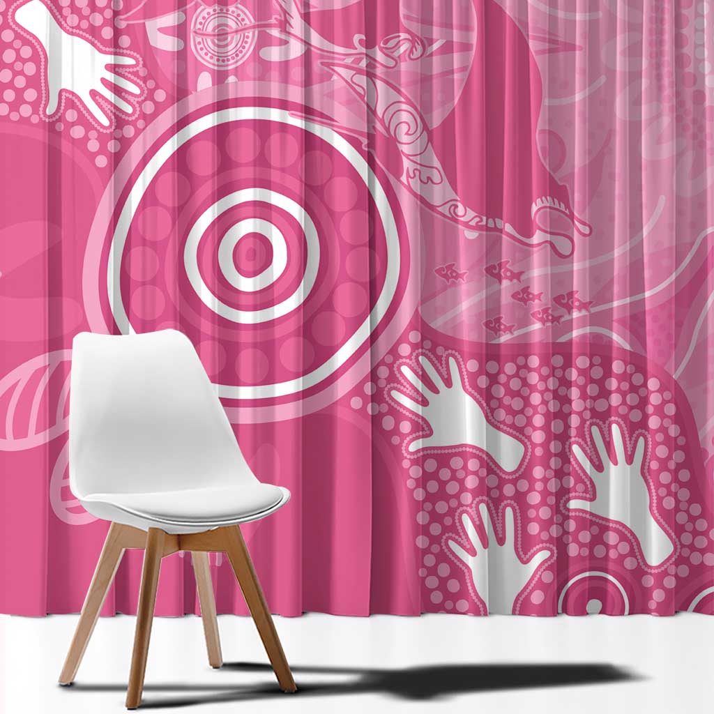 Australia Breast Cancer Awareness Window Curtain Pink Ribbon Manta Ray Aboriginal Art - Aussie Hoodie