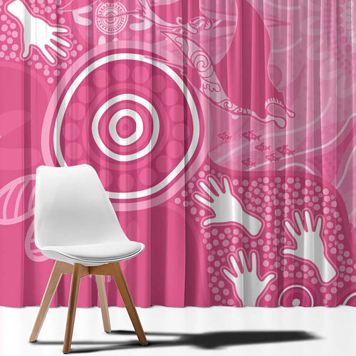 Australia Breast Cancer Awareness Window Curtain Pink Ribbon Manta Ray Aboriginal Art - Aussie Hoodie