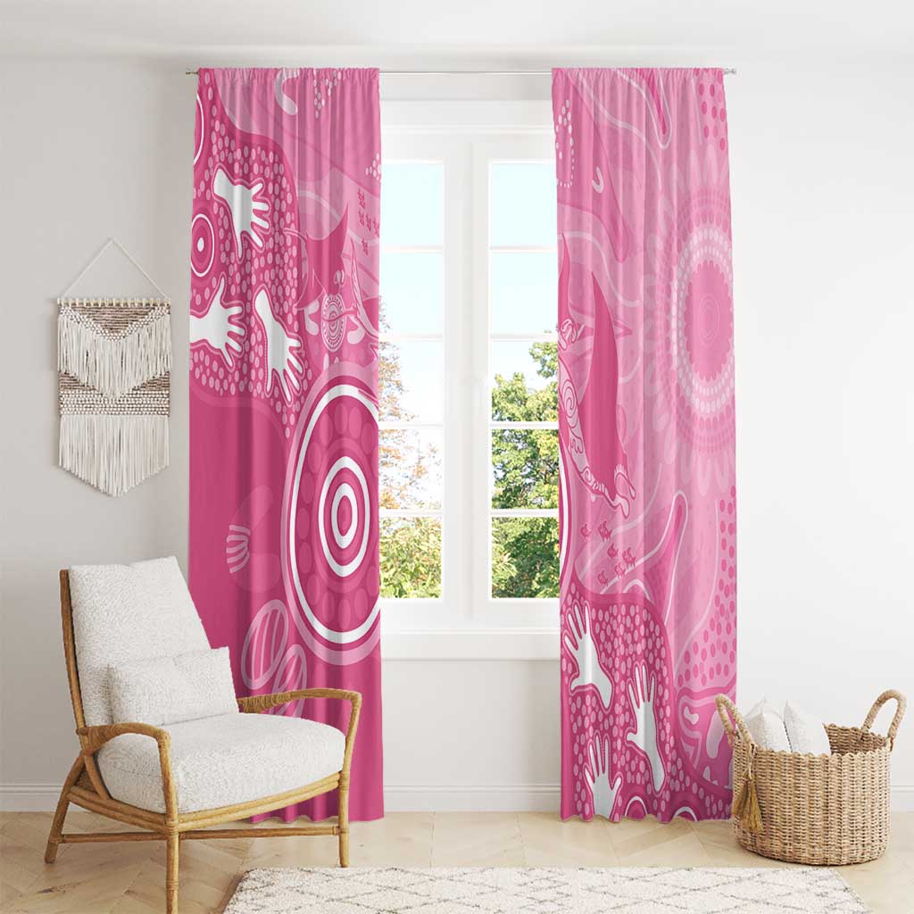 Australia Breast Cancer Awareness Window Curtain Pink Ribbon Manta Ray Aboriginal Art - Aussie Hoodie