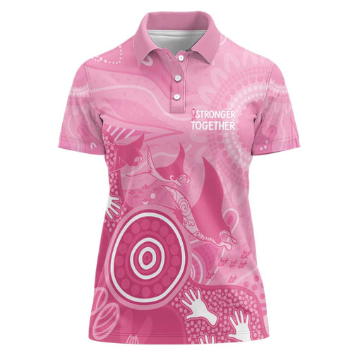 Australia Breast Cancer Awareness Women Polo Shirt Pink Ribbon Manta Ray Aboriginal Art - Aussie Hoodie