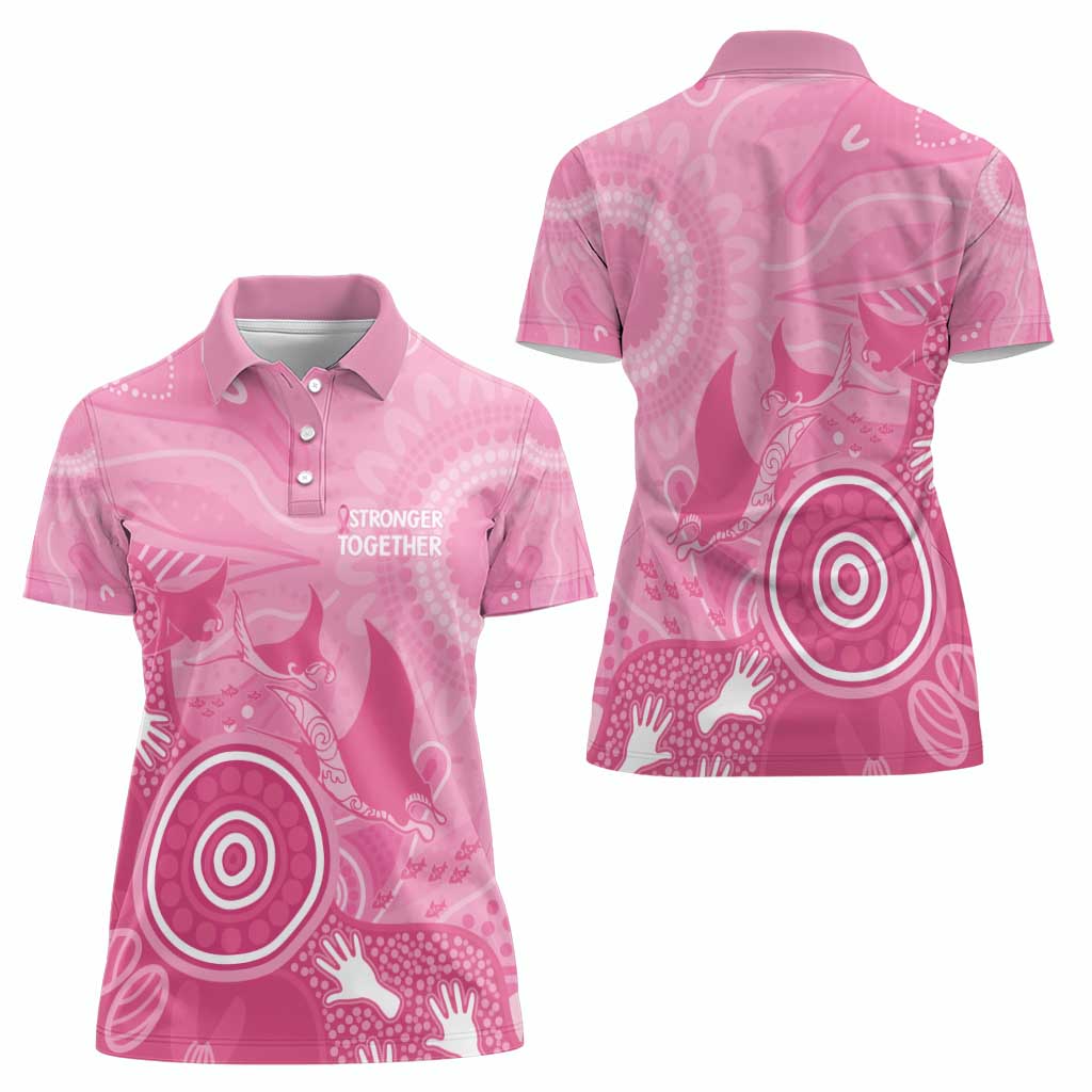 Australia Breast Cancer Awareness Women Polo Shirt Pink Ribbon Manta Ray Aboriginal Art - Aussie Hoodie