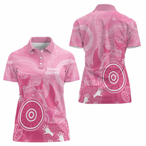 Australia Breast Cancer Awareness Women Polo Shirt Pink Ribbon Manta Ray Aboriginal Art - Aussie Hoodie