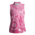 Australia Breast Cancer Awareness Women Sleeveless Polo Shirt Pink Ribbon Manta Ray Aboriginal Art - Aussie Hoodie
