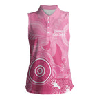 Australia Breast Cancer Awareness Women Sleeveless Polo Shirt Pink Ribbon Manta Ray Aboriginal Art - Aussie Hoodie
