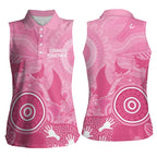 Australia Breast Cancer Awareness Women Sleeveless Polo Shirt Pink Ribbon Manta Ray Aboriginal Art - Aussie Hoodie