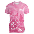Australia Breast Cancer Awareness Women V-Neck T-Shirt Pink Ribbon Manta Ray Aboriginal Art - Aussie Hoodie