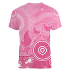 Australia Breast Cancer Awareness Women V-Neck T-Shirt Pink Ribbon Manta Ray Aboriginal Art - Aussie Hoodie