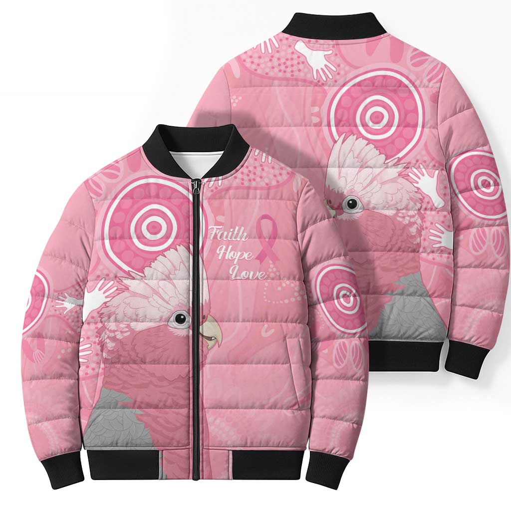 Australia Breast Cancer Awareness Bomber Puffer Jacket Galah Faith Hope Love Pink Month - Aussie Hoodie