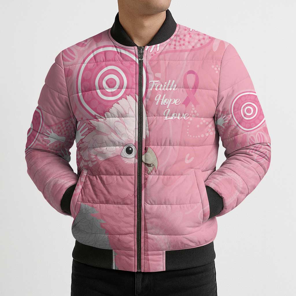 Australia Breast Cancer Awareness Bomber Puffer Jacket Galah Faith Hope Love Pink Month - Aussie Hoodie