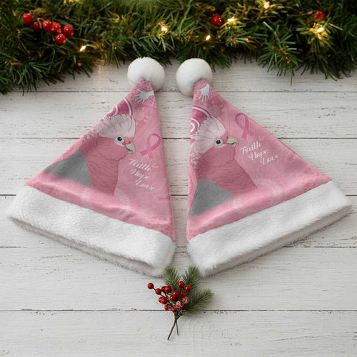 Australia Breast Cancer Awareness Christmas Santa Hat Galah Faith Hope Love Pink Month - Aussie Hoodie