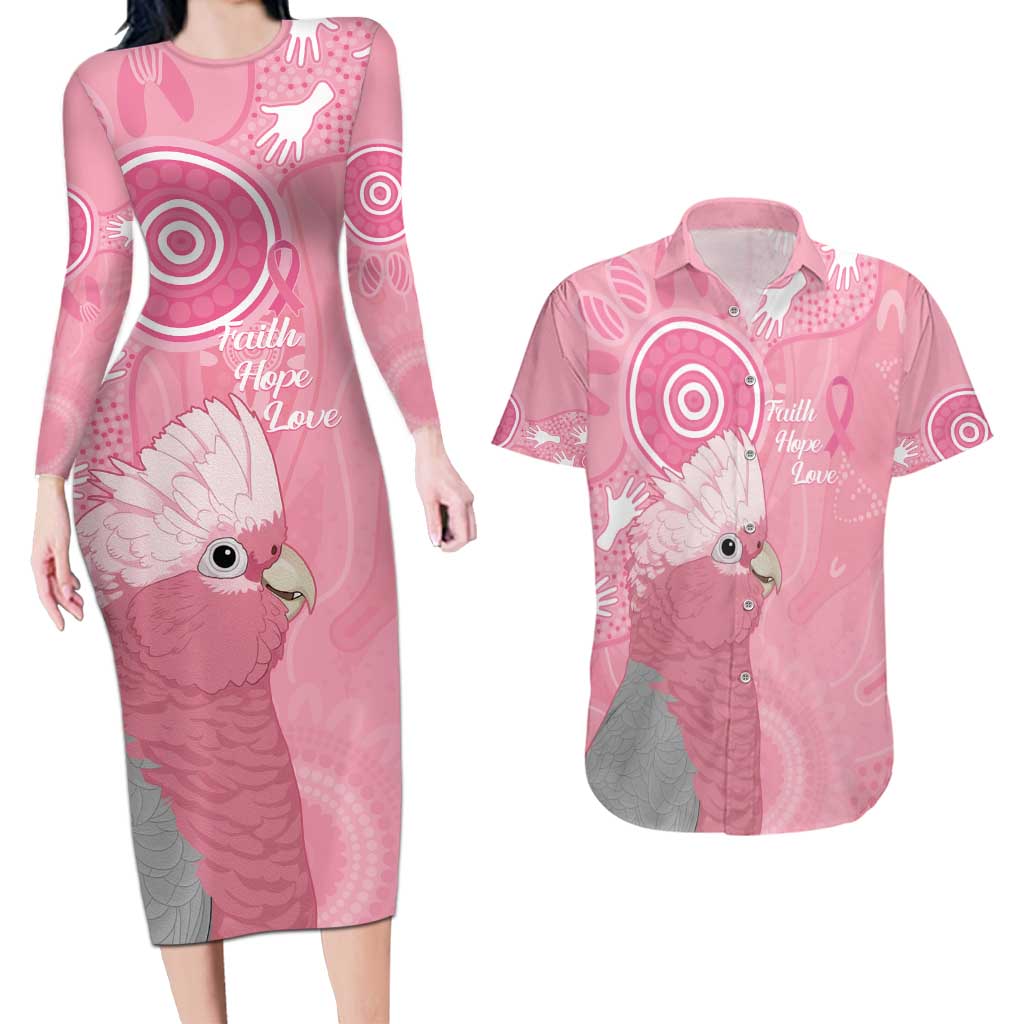 Australia Breast Cancer Awareness Couples Matching Long Sleeve Bodycon Dress and Hawaiian Shirt Galah Faith Hope Love Pink Month - Aussie Hoodie