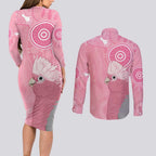 Australia Breast Cancer Awareness Couples Matching Long Sleeve Bodycon Dress and Long Sleeve Button Shirt Galah Faith Hope Love Pink Month - Aussie Hoodie