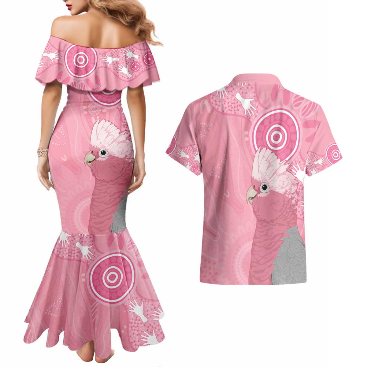 Australia Breast Cancer Awareness Couples Matching Mermaid Dress and Hawaiian Shirt Galah Faith Hope Love Pink Month - Aussie Hoodie