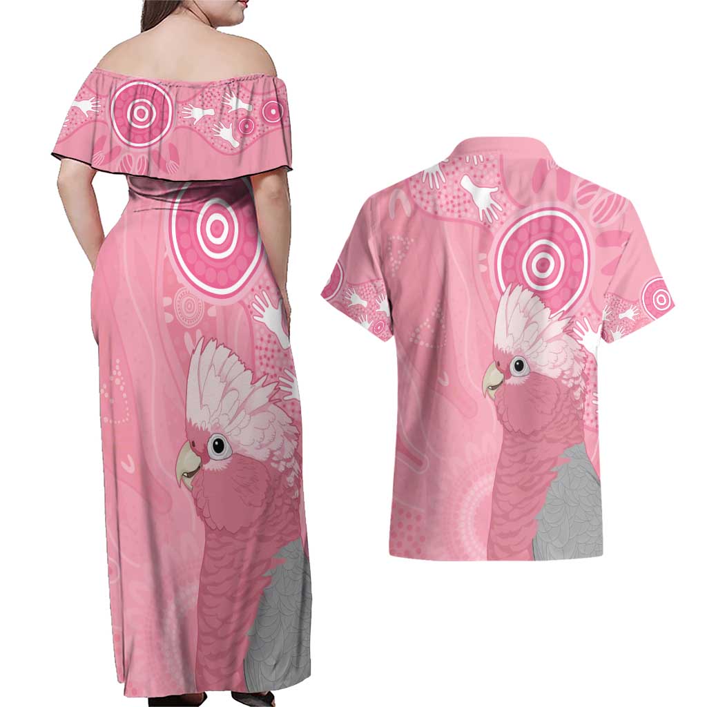 Australia Breast Cancer Awareness Couples Matching Off Shoulder Maxi Dress and Hawaiian Shirt Galah Faith Hope Love Pink Month - Aussie Hoodie