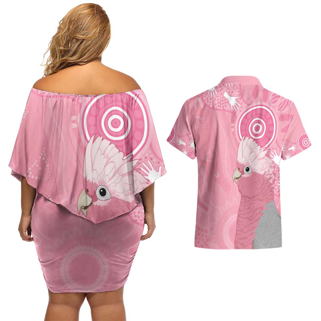 Australia Breast Cancer Awareness Couples Matching Off Shoulder Short Dress and Hawaiian Shirt Galah Faith Hope Love Pink Month - Aussie Hoodie