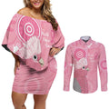 Australia Breast Cancer Awareness Couples Matching Off Shoulder Short Dress and Long Sleeve Button Shirt Galah Faith Hope Love Pink Month - Aussie Hoodie