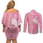 Australia Breast Cancer Awareness Couples Matching Off Shoulder Short Dress and Long Sleeve Button Shirt Galah Faith Hope Love Pink Month - Aussie Hoodie