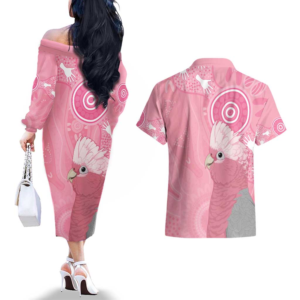 Australia Breast Cancer Awareness Couples Matching Off The Shoulder Long Sleeve Dress and Hawaiian Shirt Galah Faith Hope Love Pink Month - Aussie Hoodie
