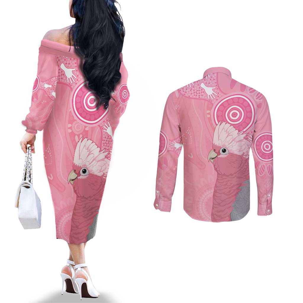 Australia Breast Cancer Awareness Couples Matching Off The Shoulder Long Sleeve Dress and Long Sleeve Button Shirt Galah Faith Hope Love Pink Month - Aussie Hoodie