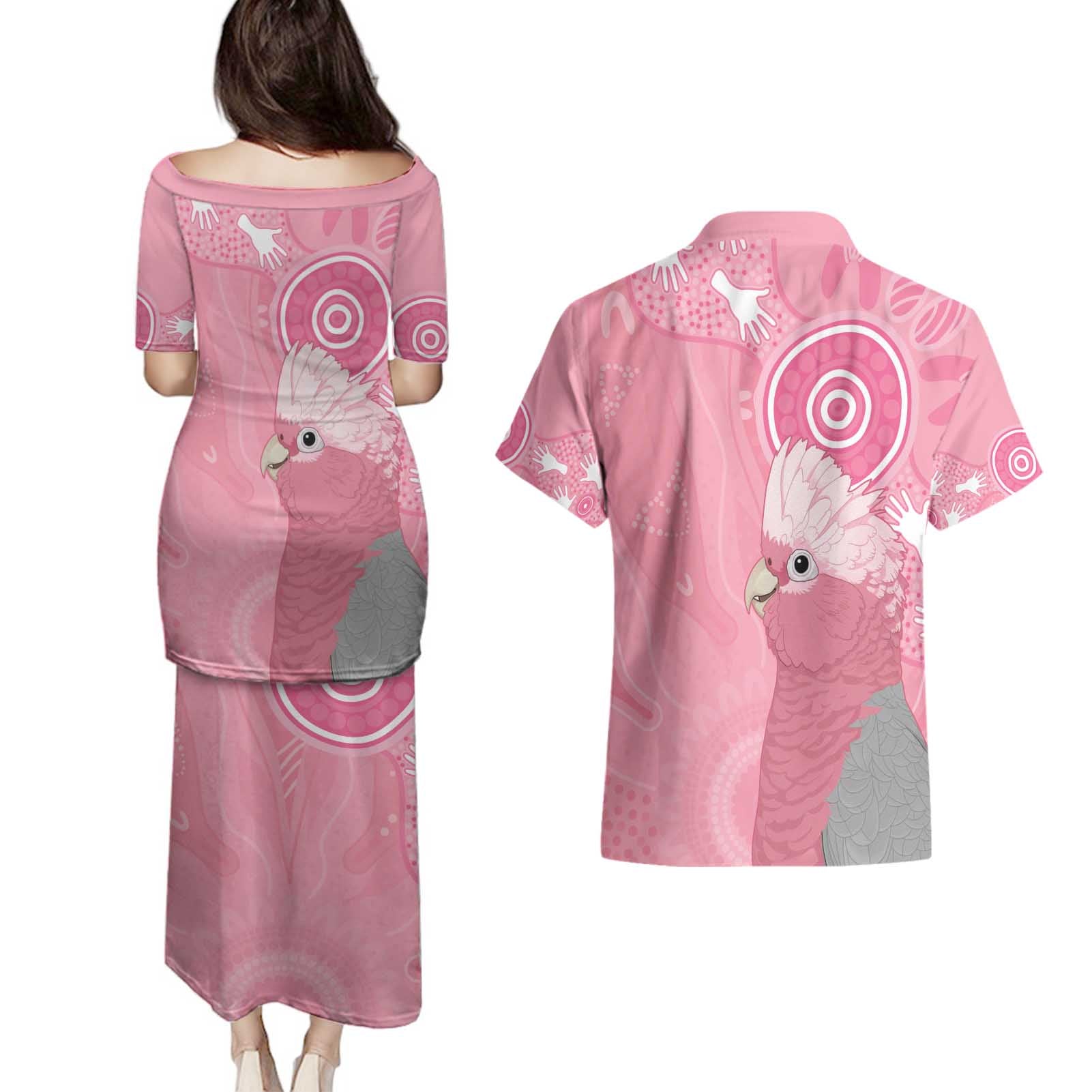 Australia Breast Cancer Awareness Couples Matching Puletasi and Hawaiian Shirt Galah Faith Hope Love Pink Month - Aussie Hoodie