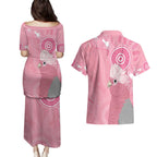 Australia Breast Cancer Awareness Couples Matching Puletasi and Hawaiian Shirt Galah Faith Hope Love Pink Month - Aussie Hoodie