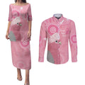 Australia Breast Cancer Awareness Couples Matching Puletasi and Long Sleeve Button Shirt Galah Faith Hope Love Pink Month - Aussie Hoodie