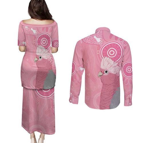 Australia Breast Cancer Awareness Couples Matching Puletasi and Long Sleeve Button Shirt Galah Faith Hope Love Pink Month - Aussie Hoodie