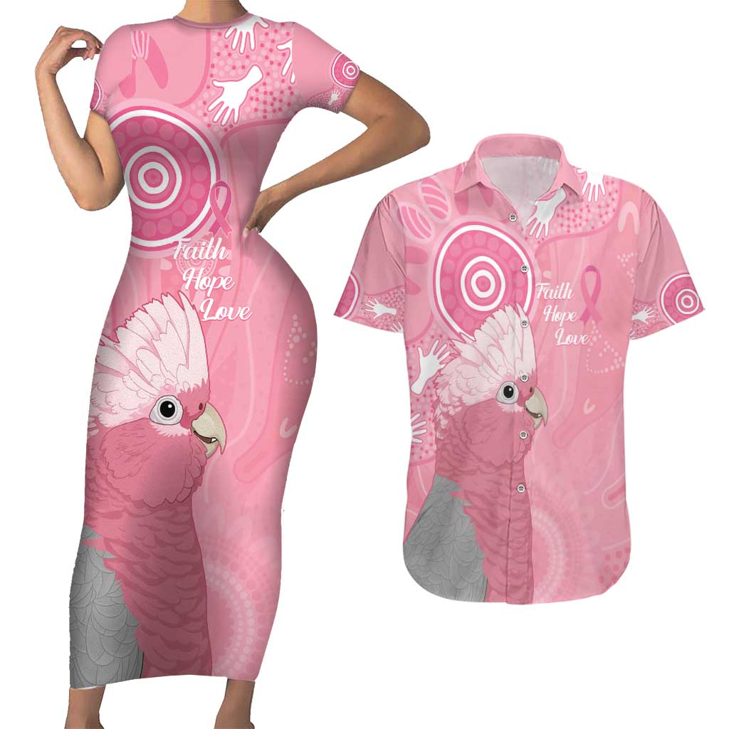 Australia Breast Cancer Awareness Couples Matching Short Sleeve Bodycon Dress and Hawaiian Shirt Galah Faith Hope Love Pink Month - Aussie Hoodie