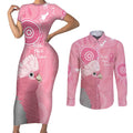 Australia Breast Cancer Awareness Couples Matching Short Sleeve Bodycon Dress and Long Sleeve Button Shirt Galah Faith Hope Love Pink Month - Aussie Hoodie
