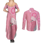 Australia Breast Cancer Awareness Couples Matching Summer Maxi Dress and Long Sleeve Button Shirt Galah Faith Hope Love Pink Month - Aussie Hoodie