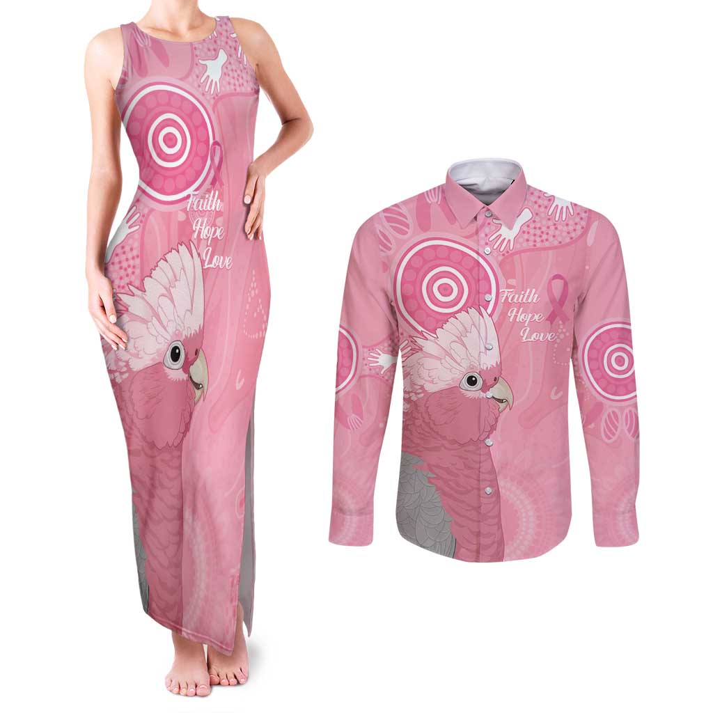 Australia Breast Cancer Awareness Couples Matching Tank Maxi Dress and Long Sleeve Button Shirt Galah Faith Hope Love Pink Month - Aussie Hoodie