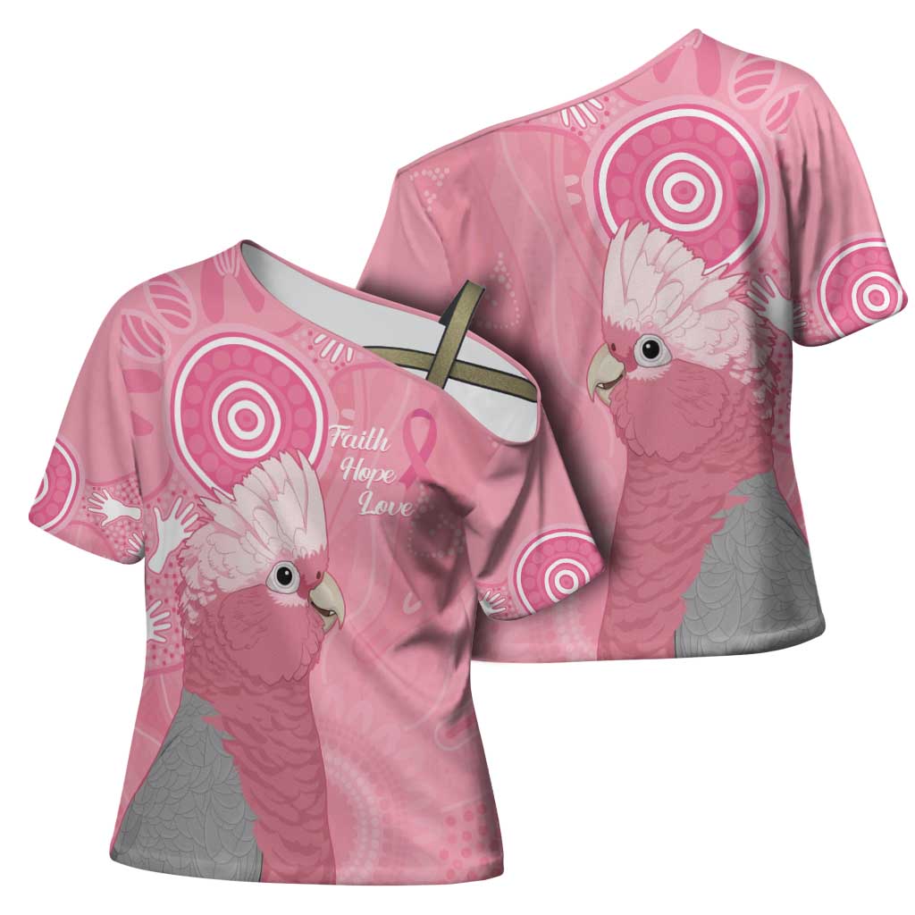 Australia Breast Cancer Awareness Cross Shoulder Shirt Galah Faith Hope Love Pink Month - Aussie Hoodie