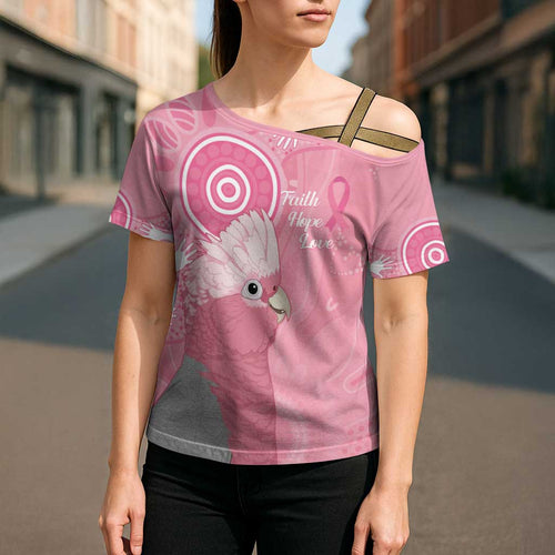 Australia Breast Cancer Awareness Cross Shoulder Shirt Galah Faith Hope Love Pink Month - Aussie Hoodie