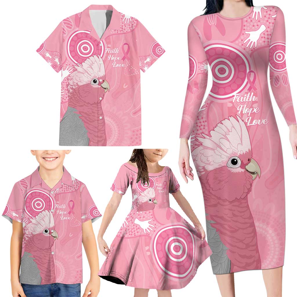 Australia Breast Cancer Awareness Family Matching Long Sleeve Bodycon Dress and Hawaiian Shirt Galah Faith Hope Love Pink Month - Aussie Hoodie