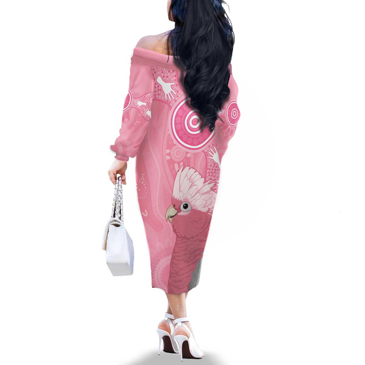 Australia Breast Cancer Awareness Family Matching Off The Shoulder Long Sleeve Dress and Hawaiian Shirt Galah Faith Hope Love Pink Month - Aussie Hoodie