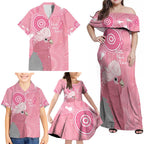 Australia Breast Cancer Awareness Family Matching Off Shoulder Maxi Dress and Hawaiian Shirt Galah Faith Hope Love Pink Month - Aussie Hoodie