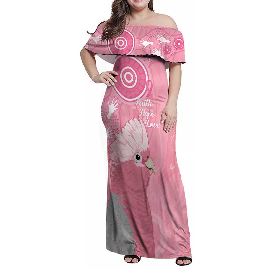 Australia Breast Cancer Awareness Family Matching Off Shoulder Maxi Dress and Hawaiian Shirt Galah Faith Hope Love Pink Month - Aussie Hoodie