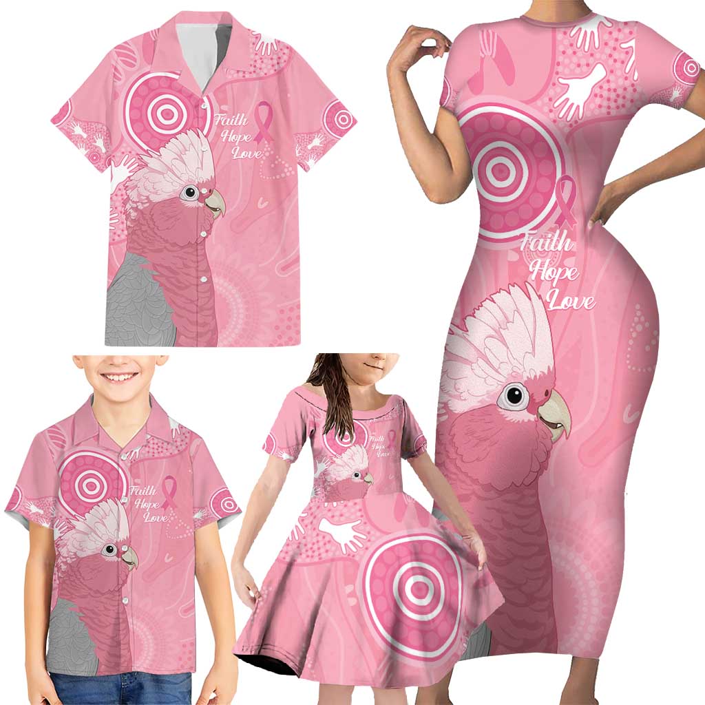 Australia Breast Cancer Awareness Family Matching Short Sleeve Bodycon Dress and Hawaiian Shirt Galah Faith Hope Love Pink Month - Aussie Hoodie