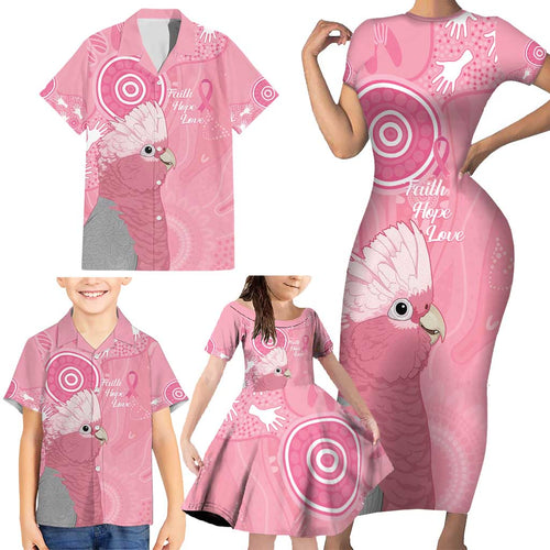 Australia Breast Cancer Awareness Family Matching Short Sleeve Bodycon Dress and Hawaiian Shirt Galah Faith Hope Love Pink Month - Aussie Hoodie